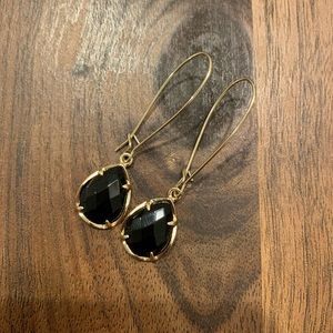 Dee Gold Drop Earrings in Black